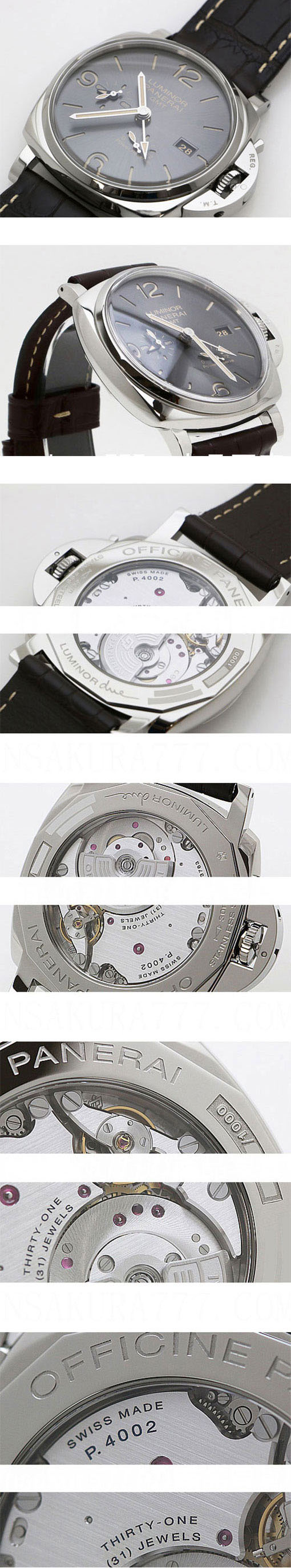 ミニマルな印象 PANERAI ルミノール ドゥエ ３デイズ GMT パワーリザーブ オートマチック アッチャイオ PAM00944 スーパーコピー時計 スモールセコンド